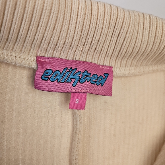 Edikted cream ribbed knit short sleeve polo neck button down romper size S US. - Picture 5 of 6